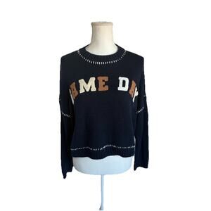 Jessica Simpson Game Day Sweater Women's Size XS Navy Blue Football NEW